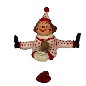 Small Clown Figurine doing split w/ hanging heart